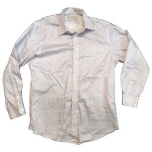 Neiman Marcus White Lavender Stripe 100% Cotton Button Up Shirt Men's 16.5 32/33